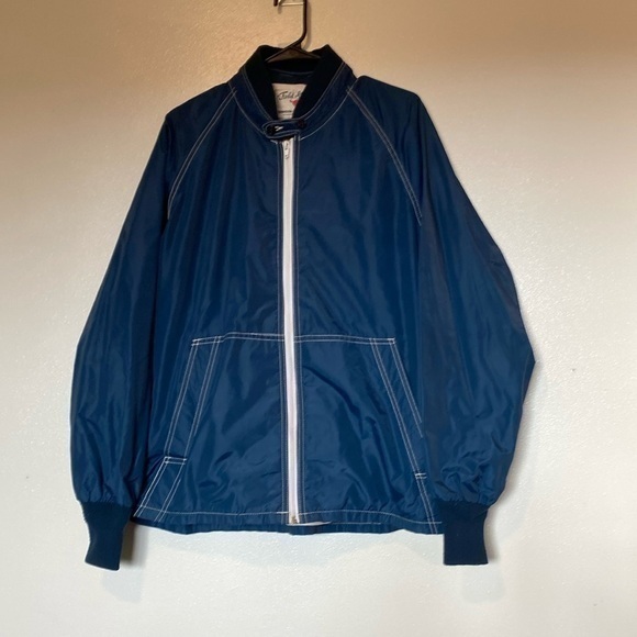 Field & Stream lined windbreaker blue white full zip up coat jacket 44 - Picture 1 of 9